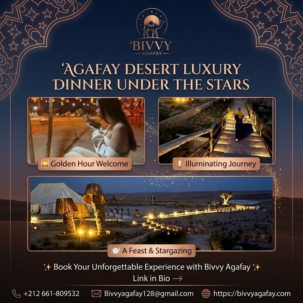 Trade Marrakech for a magical night. Experience an unforgettable Agafay Desert Luxury Dinner under the Stars with Bivvy Agafay.